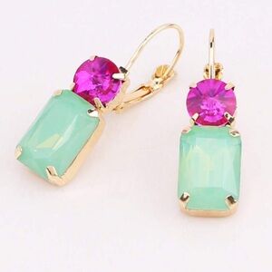 Elegant Gold and Pink Drop Earrings